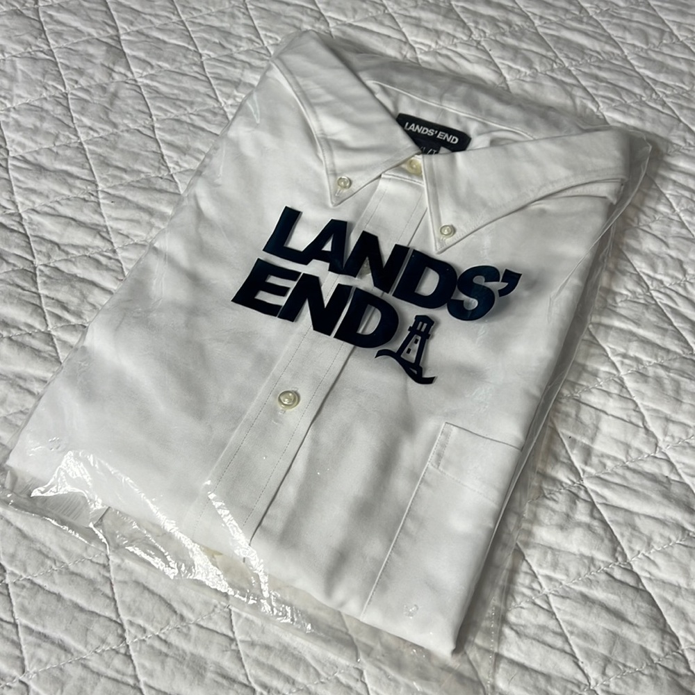 Lands End Men's Short Sleeve Button Down Oxford Shirt